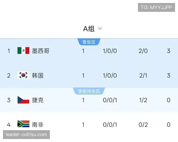 南非A组完整战绩：负墨西哥、平捷克、胜韩国